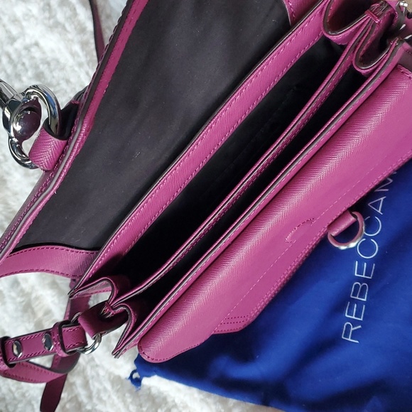 Rebecca Minkoff Hudson Moto Mini Crossbody Magenta - Picture 4 of 6